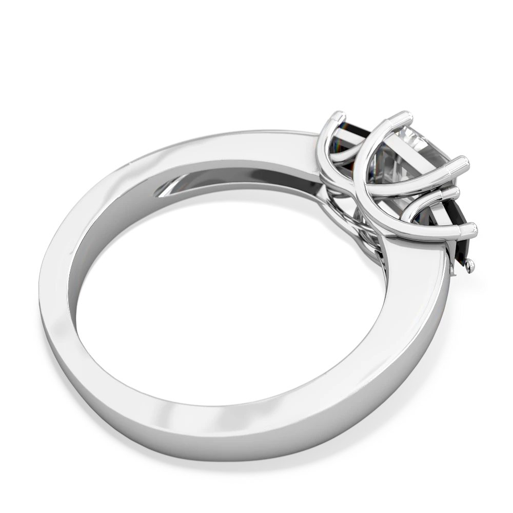 White Topaz Three Stone Trellis 14K White Gold ring R4015