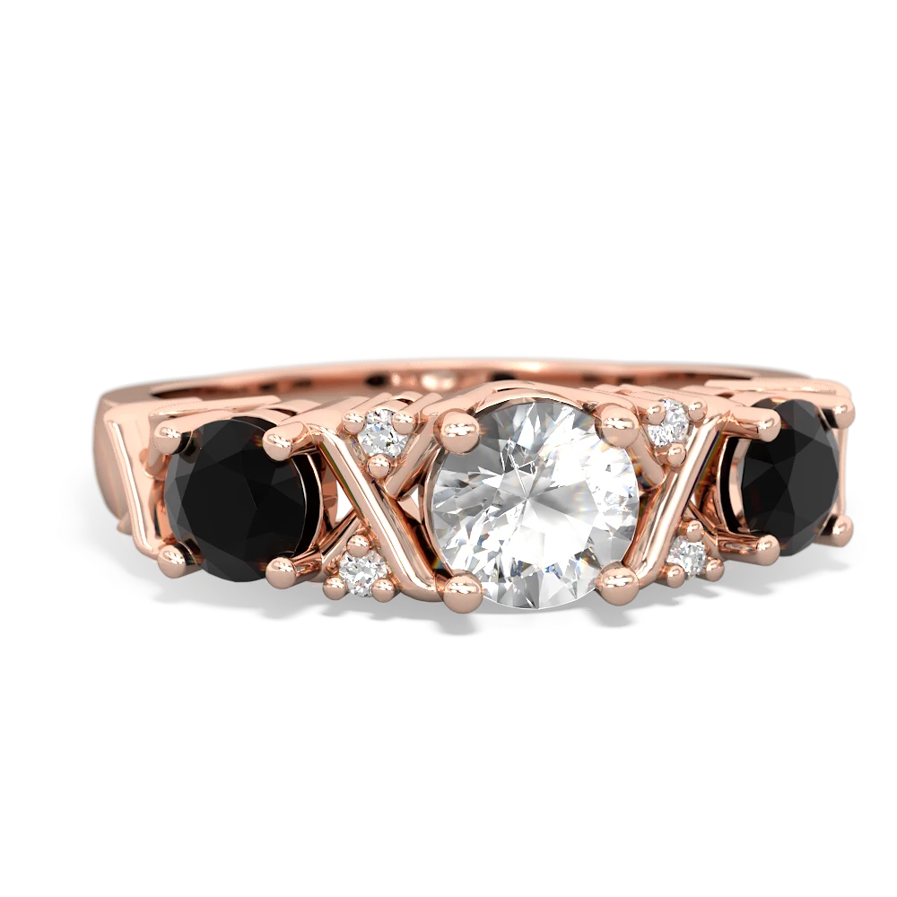 White Topaz Hugs And Kisses 14K Rose Gold ring R5016