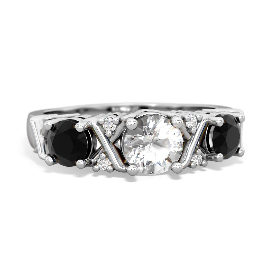 White Topaz Hugs And Kisses 14K White Gold ring R5016