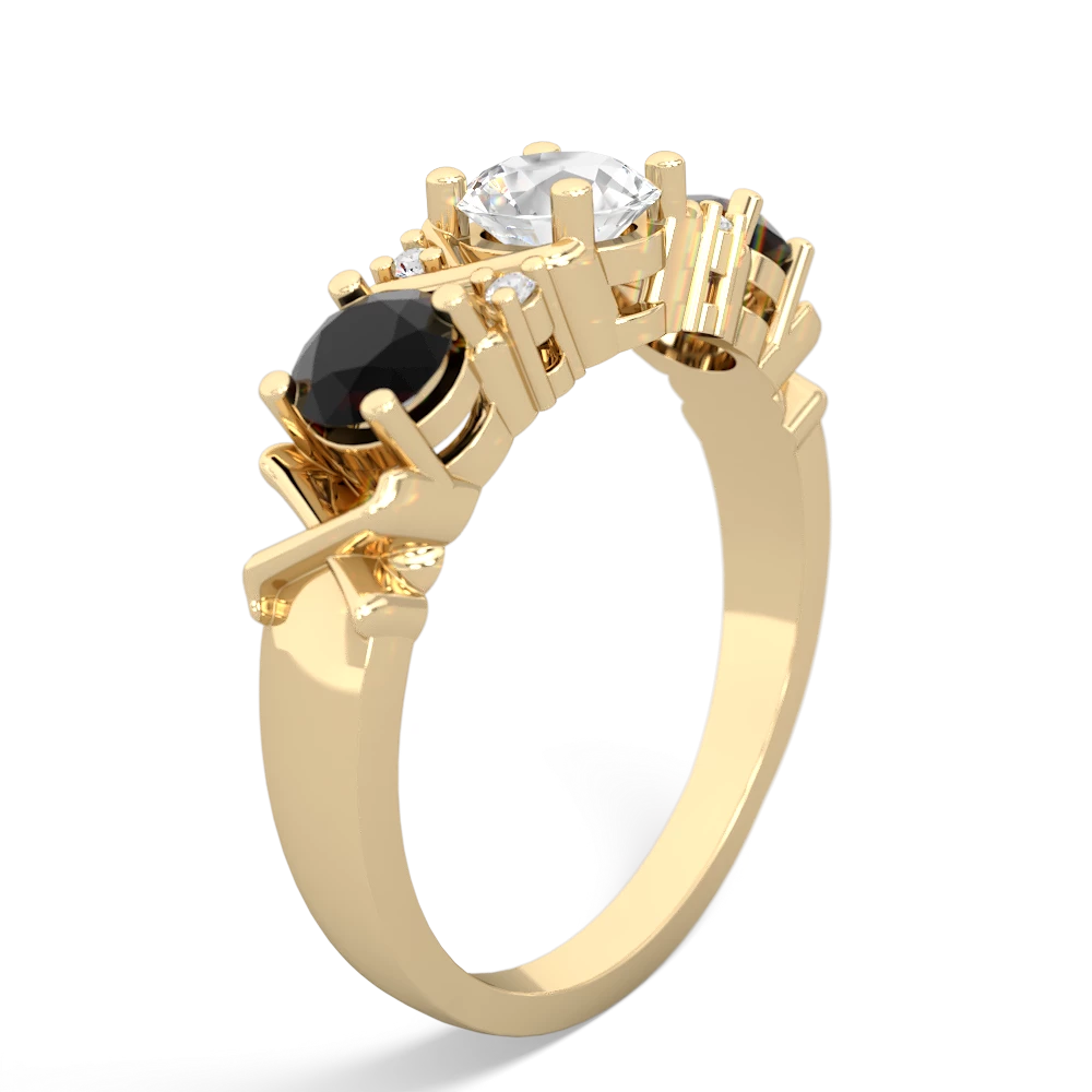 White Topaz Hugs And Kisses 14K Yellow Gold ring R5016