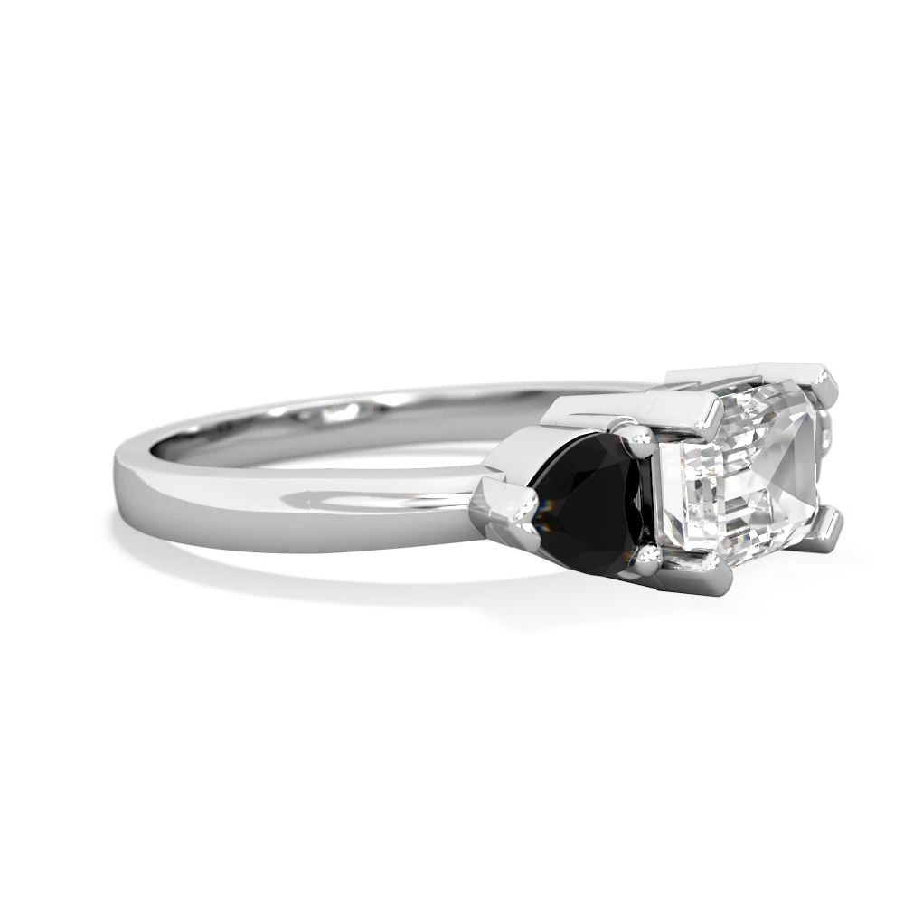 White Topaz Three Stone 14K White Gold ring R5235