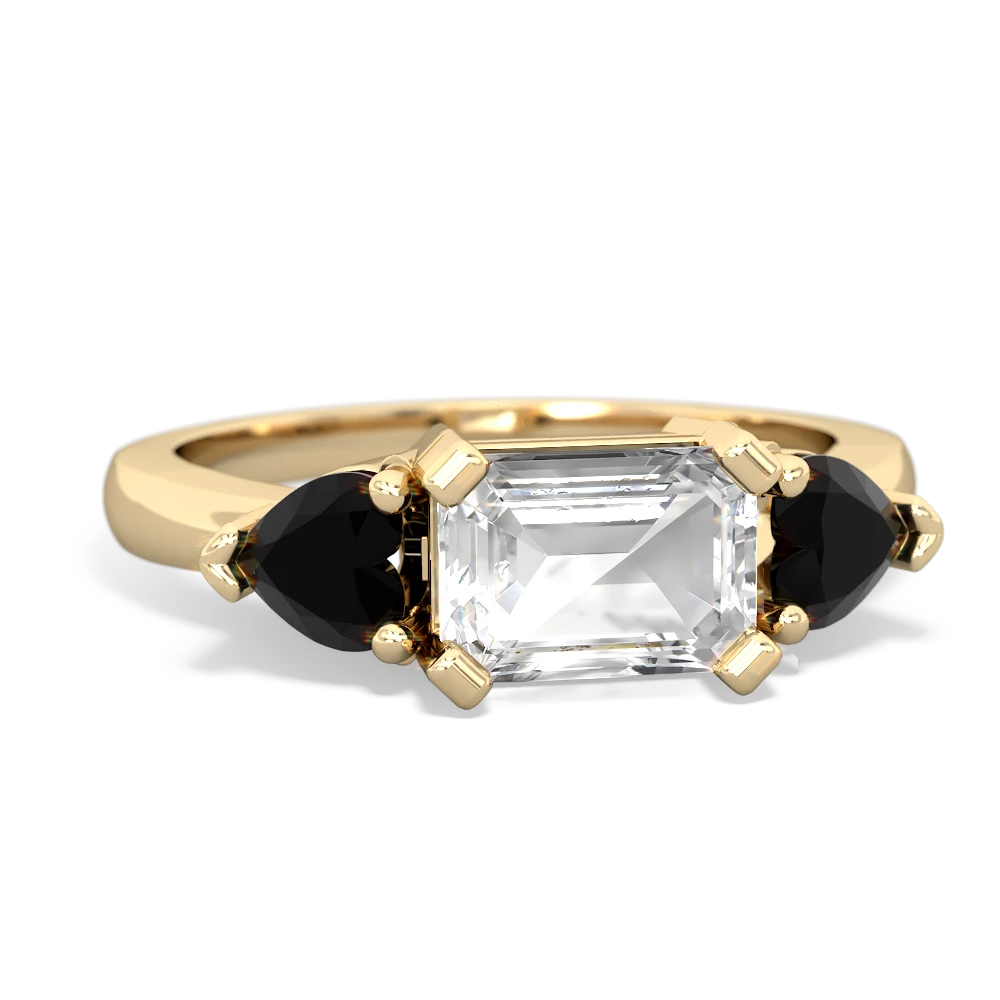 White Topaz Three Stone 14K Yellow Gold ring R5235