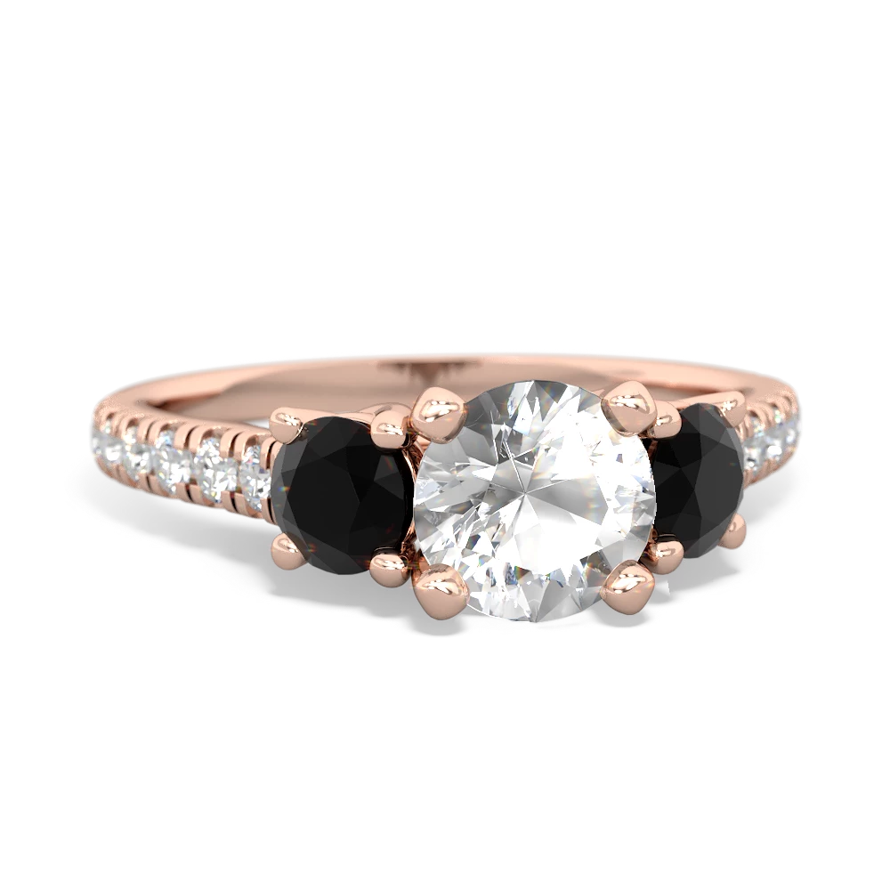 White Topaz Pave Trellis 14K Rose Gold ring R5500