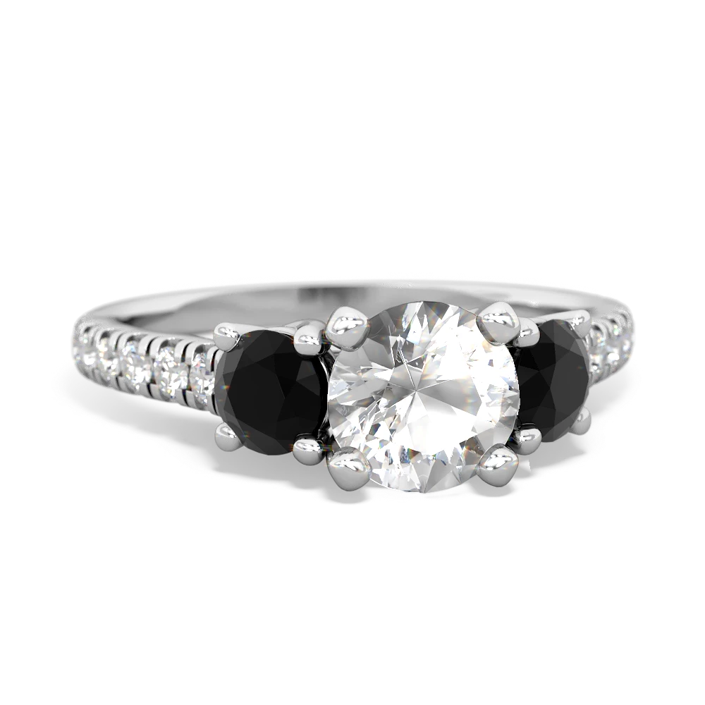 White Topaz Pave Trellis 14K White Gold ring R5500