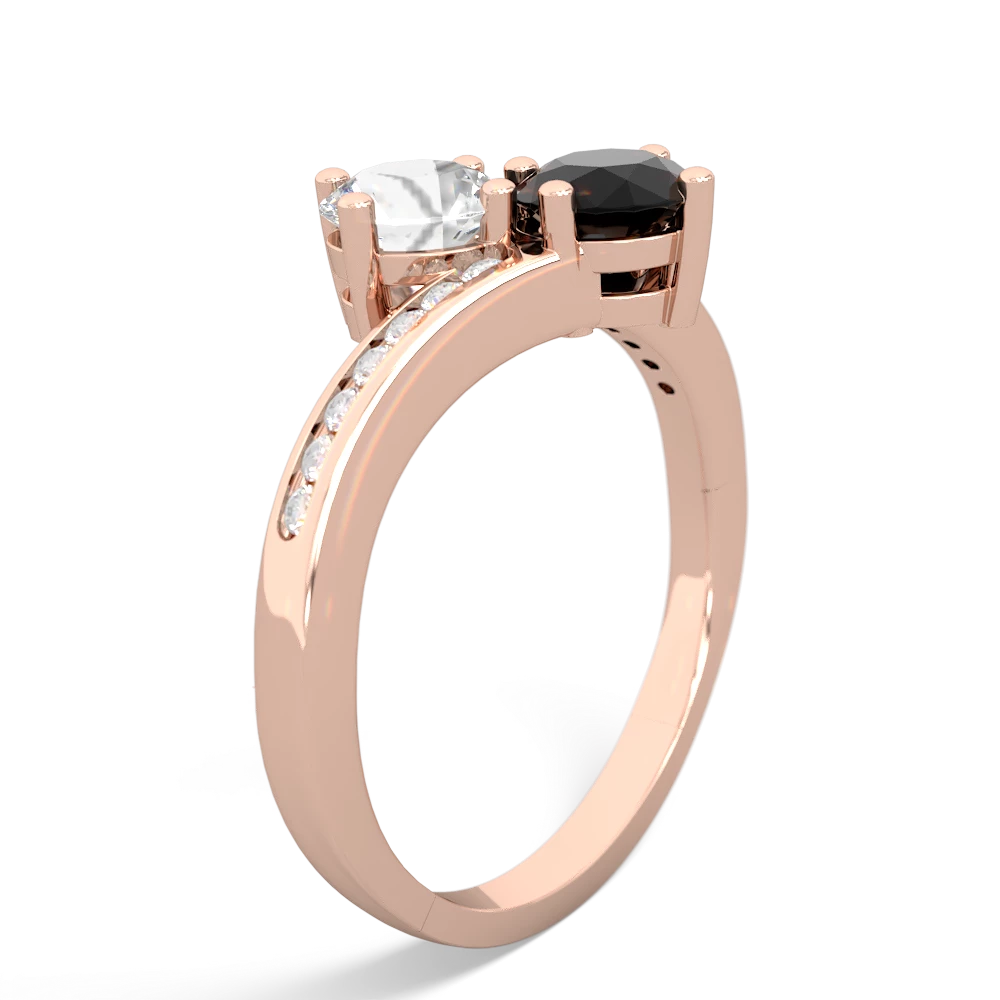 White Topaz Channel Set Two Stone 14K Rose Gold ring R5303