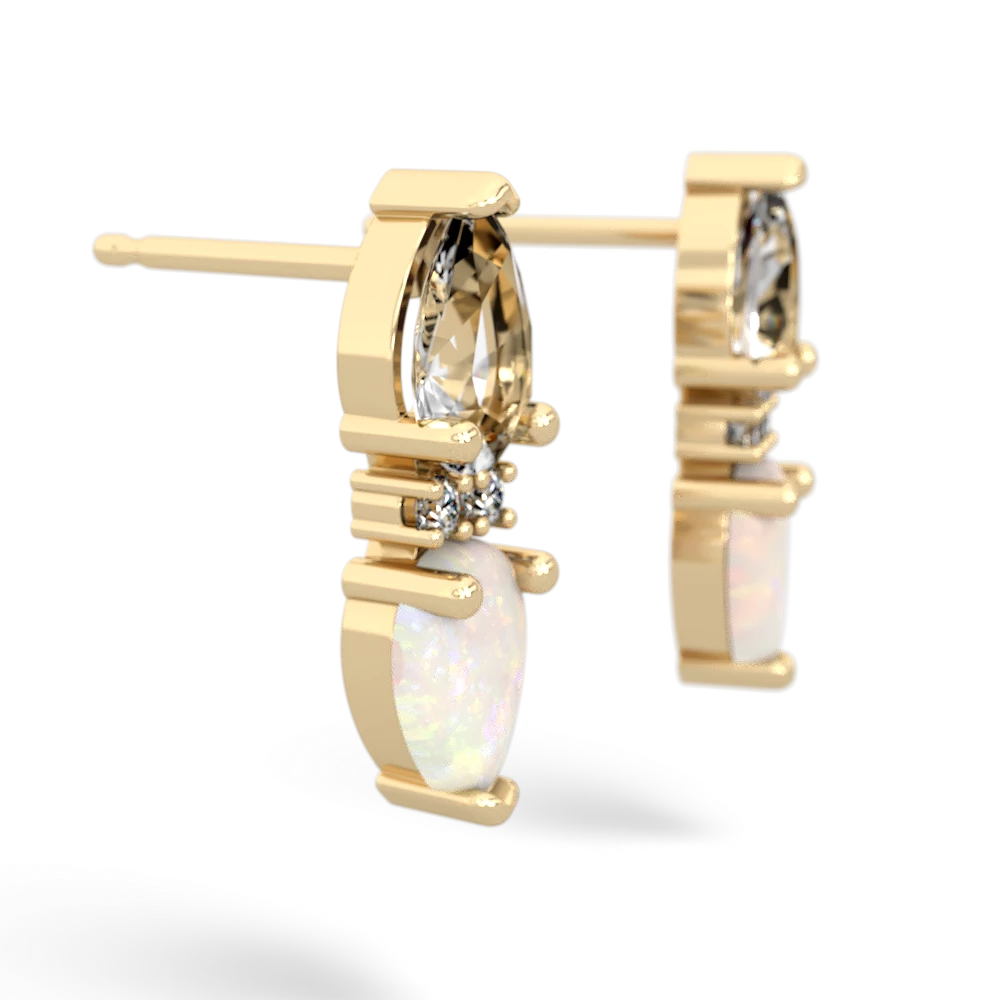 White Topaz Bowtie Drop 14K Yellow Gold earrings E0865