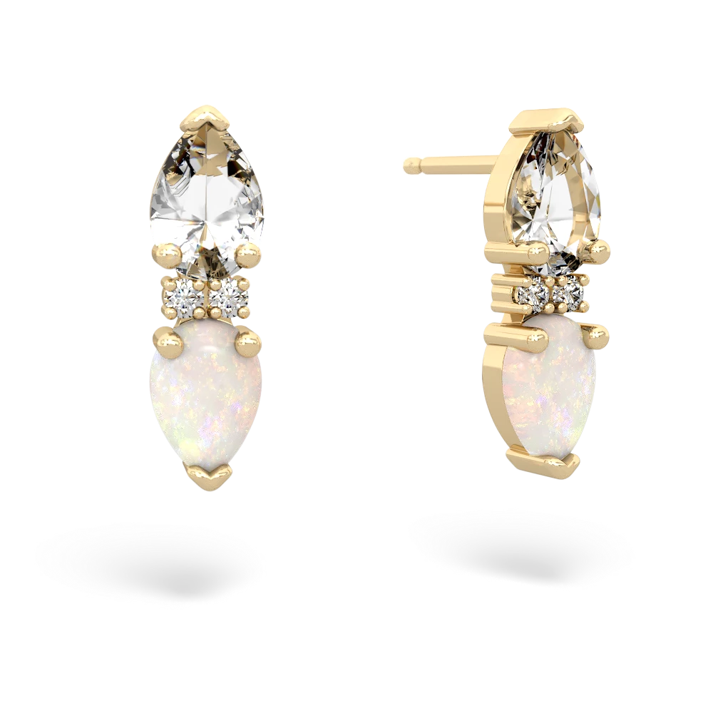 White Topaz Bowtie Drop 14K Yellow Gold earrings E0865