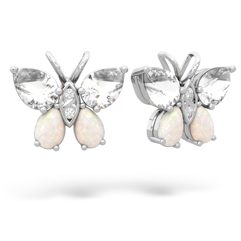 White Topaz Butterfly 14K White Gold earrings E2215