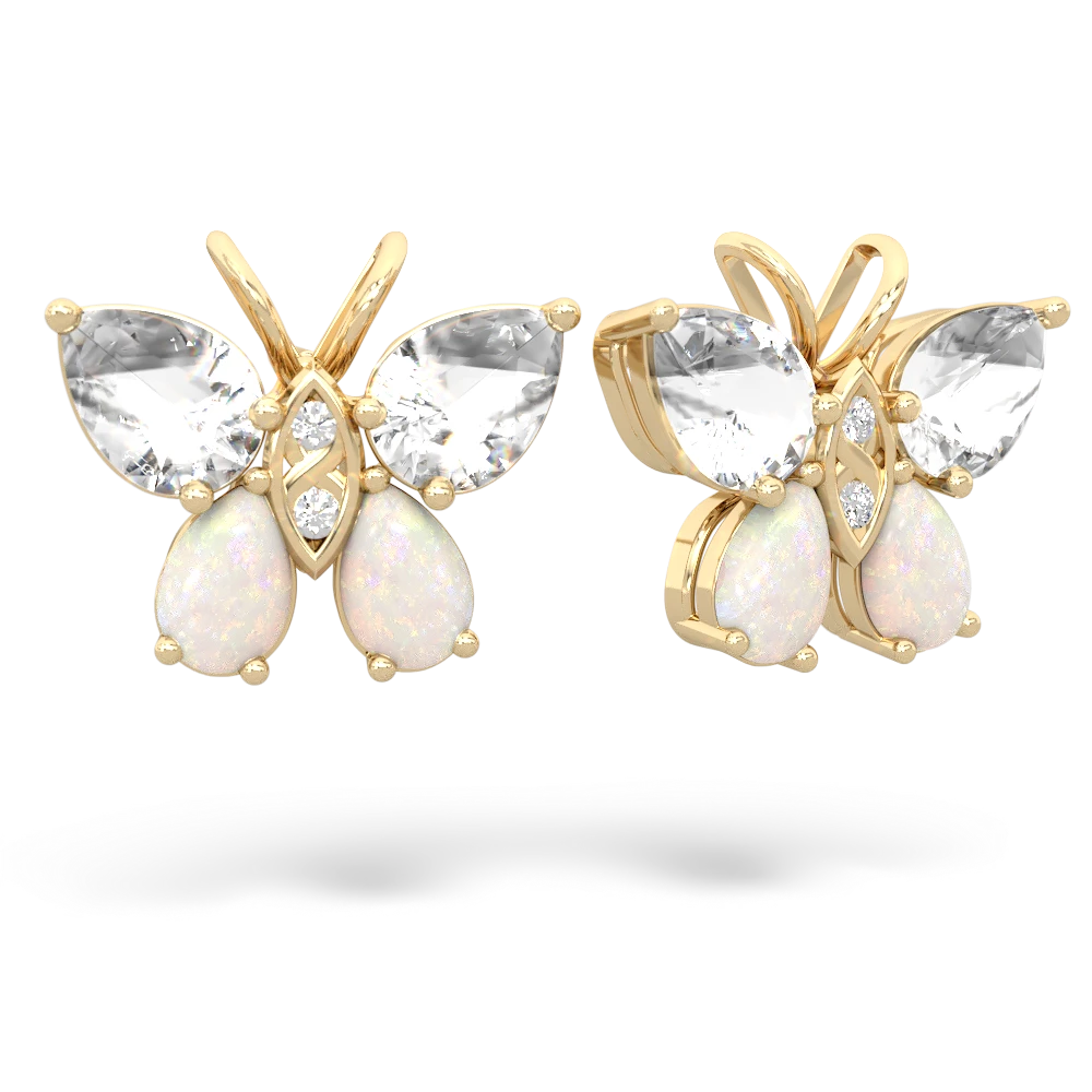 White Topaz Butterfly 14K Yellow Gold earrings E2215