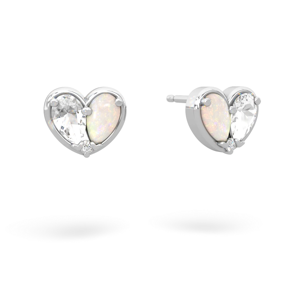 White Topaz 'Our Heart' 14K White Gold earrings E5072