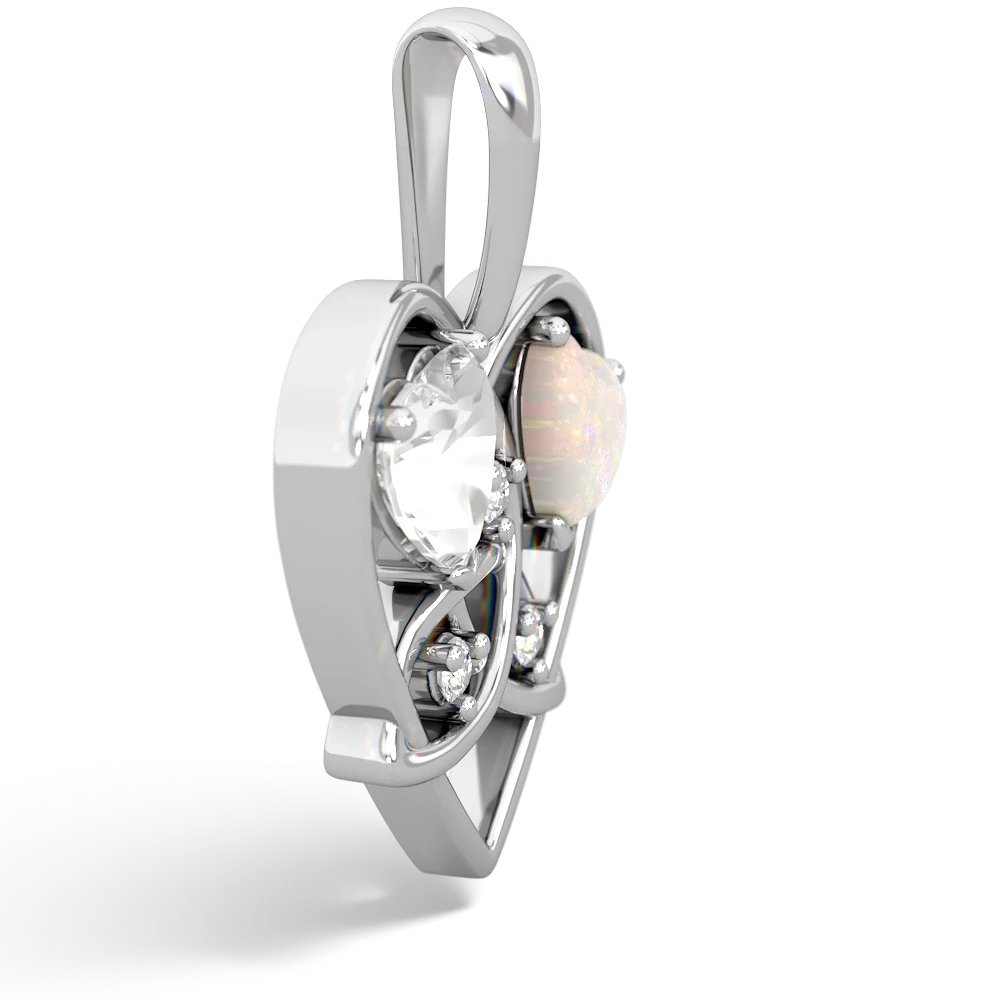 White Topaz Celtic Trinity Heart 14K White Gold pendant P5331