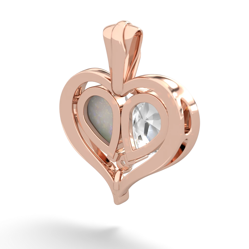 White Topaz Two Become One 14K Rose Gold pendant P5330