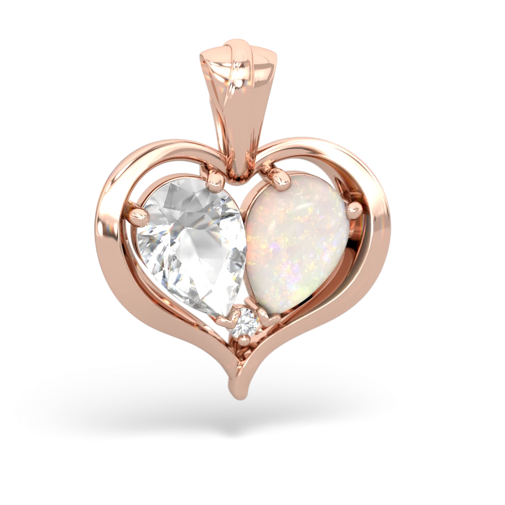 White Topaz Two Become One 14K Rose Gold pendant P5330