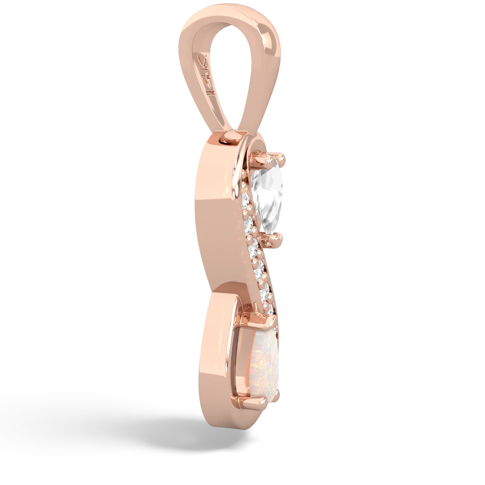 White Topaz Diamond Infinity 14K Rose Gold pendant P5390