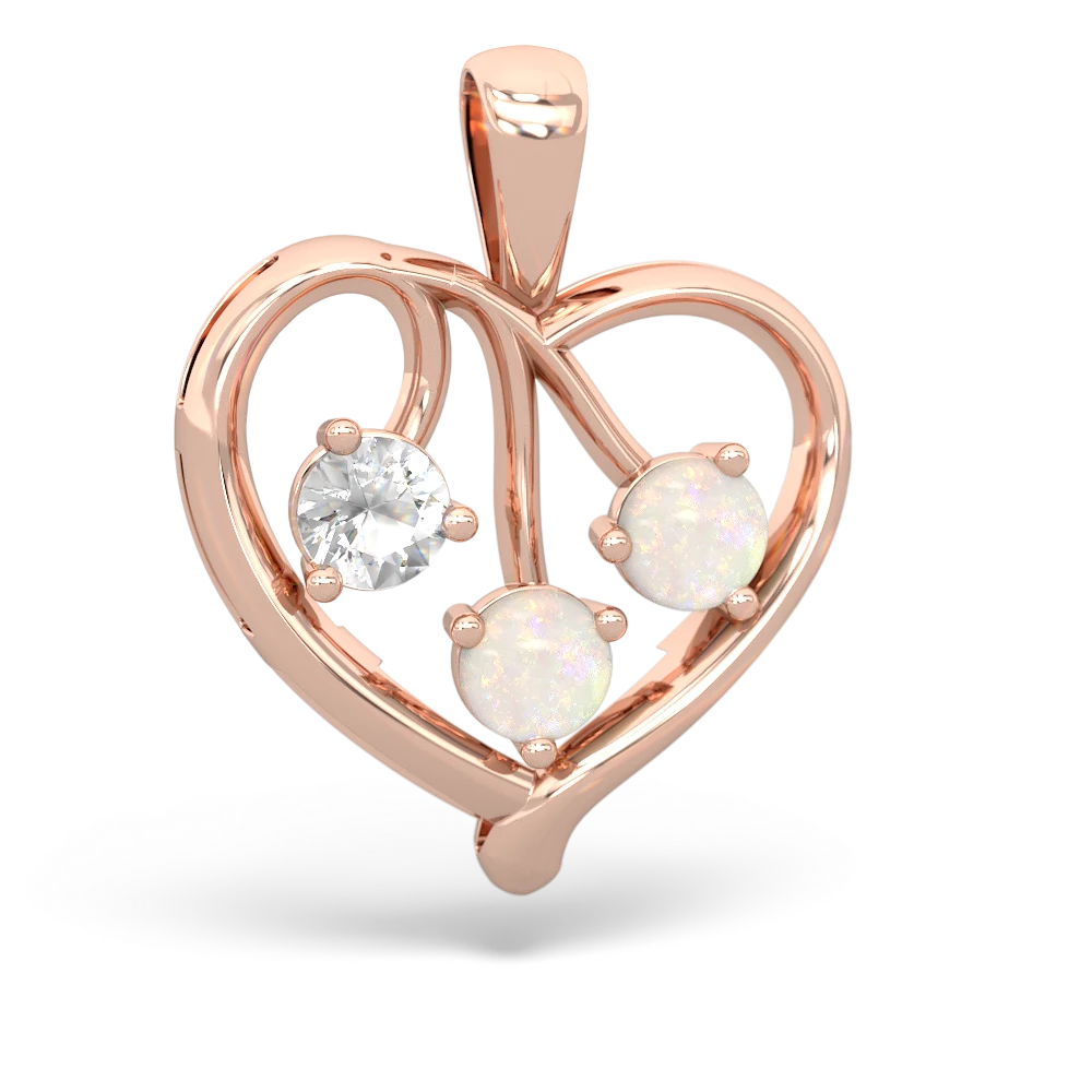 White Topaz Glowing Heart 14K Rose Gold pendant P2233