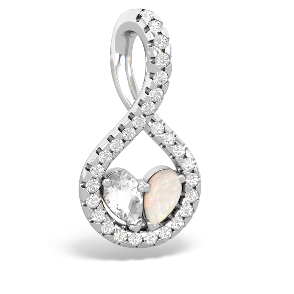 White Topaz Pave Twist 'One Heart' 14K White Gold pendant P5360