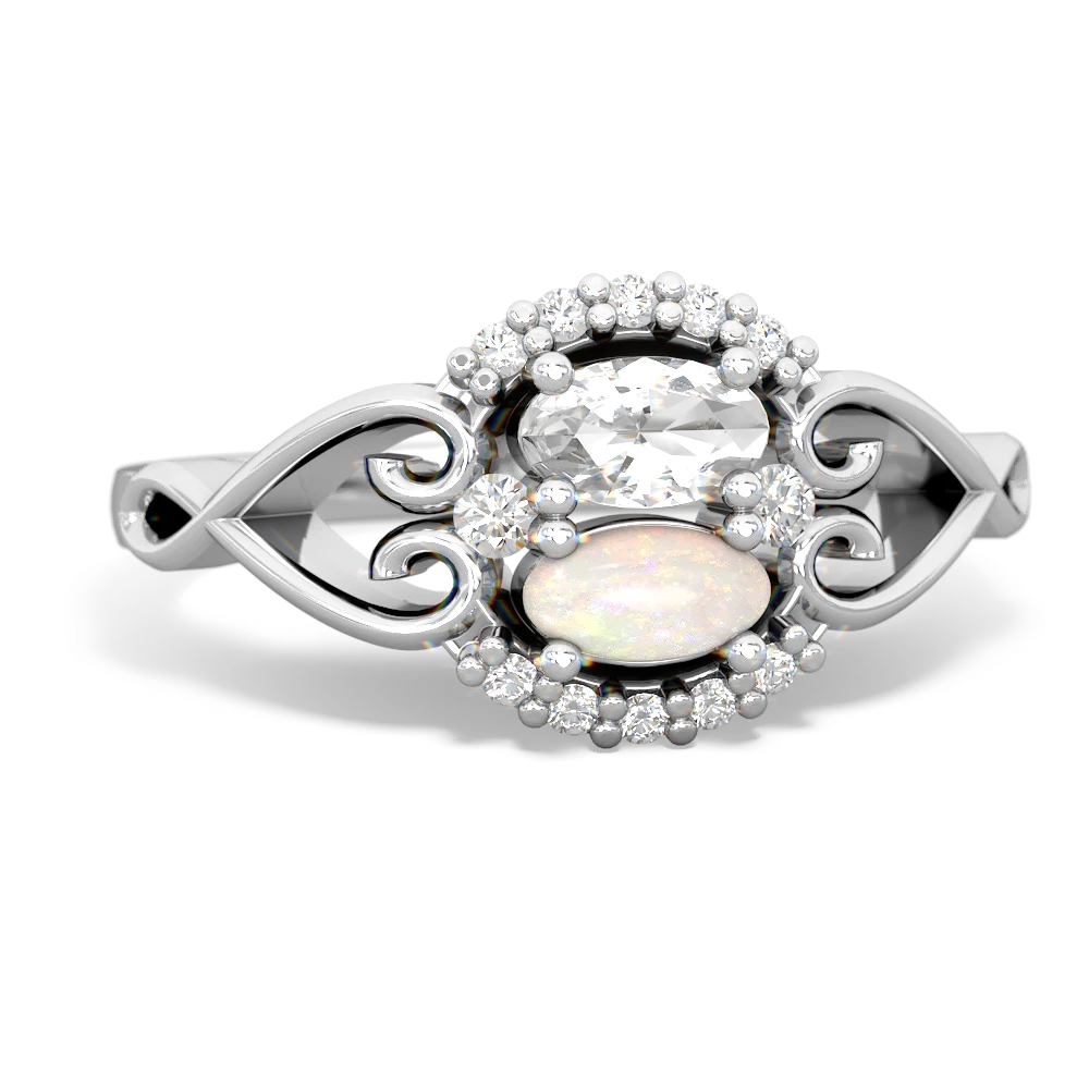 White Topaz Love Nest 14K White Gold ring R5860