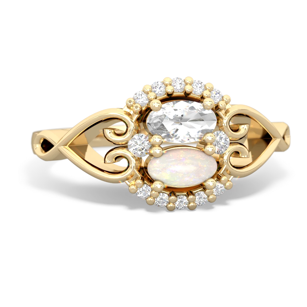 White Topaz Love Nest 14K Yellow Gold ring R5860