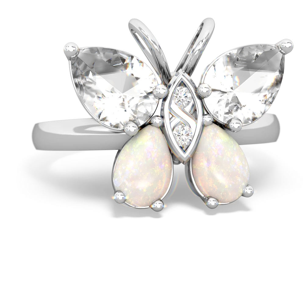 White Topaz Butterfly 14K White Gold ring R2215