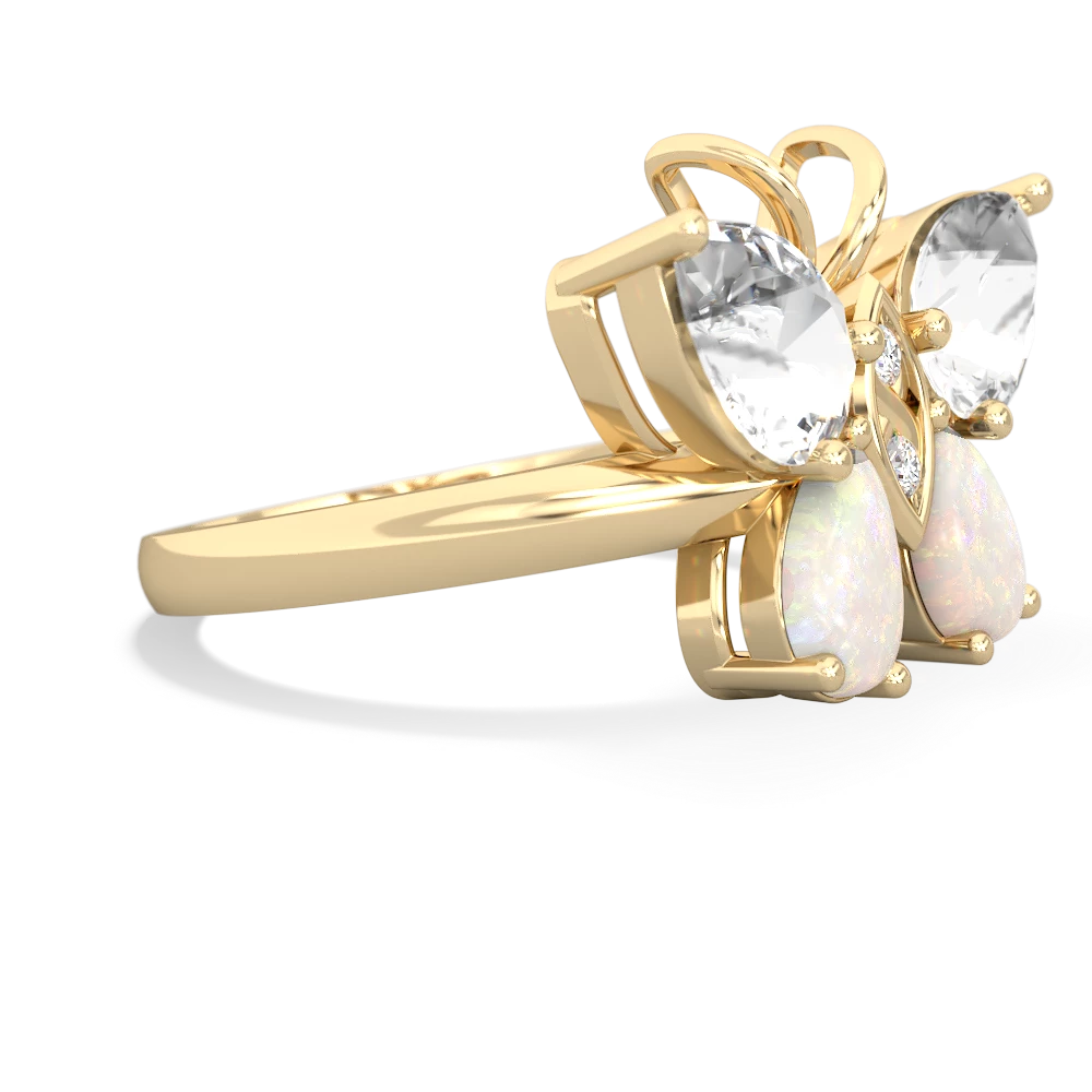 White Topaz Butterfly 14K Yellow Gold ring R2215