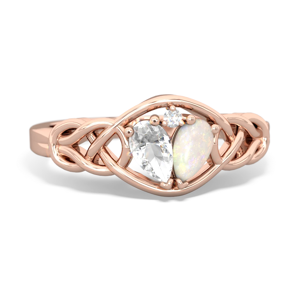 White Topaz Celtic Love Knot 14K Rose Gold ring R5420