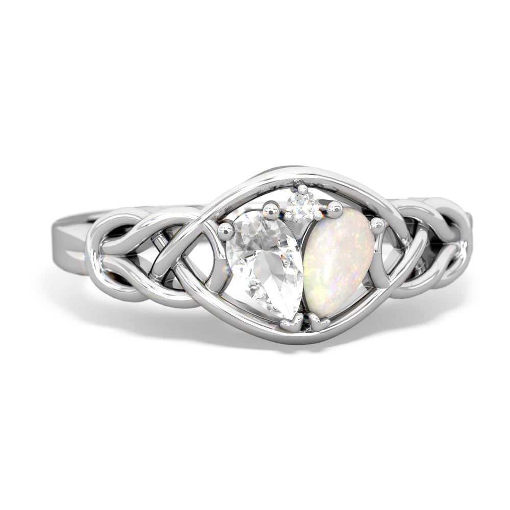 White Topaz Celtic Love Knot 14K White Gold ring R5420