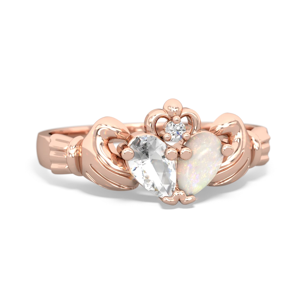 White Topaz 'Our Heart' Claddagh 14K Rose Gold ring R2388