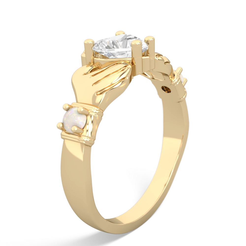 White Topaz Claddagh Keepsake 14K Yellow Gold ring R5245