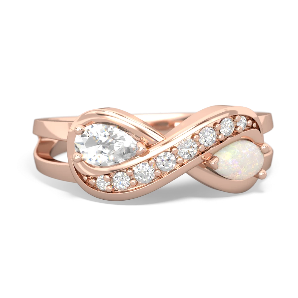 White Topaz Diamond Infinity 14K Rose Gold ring R5390