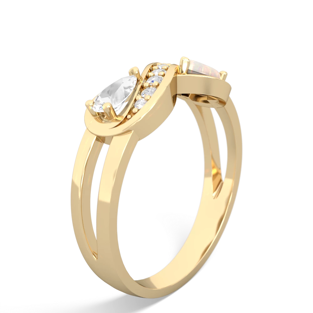 White Topaz Diamond Infinity 14K Yellow Gold ring R5390