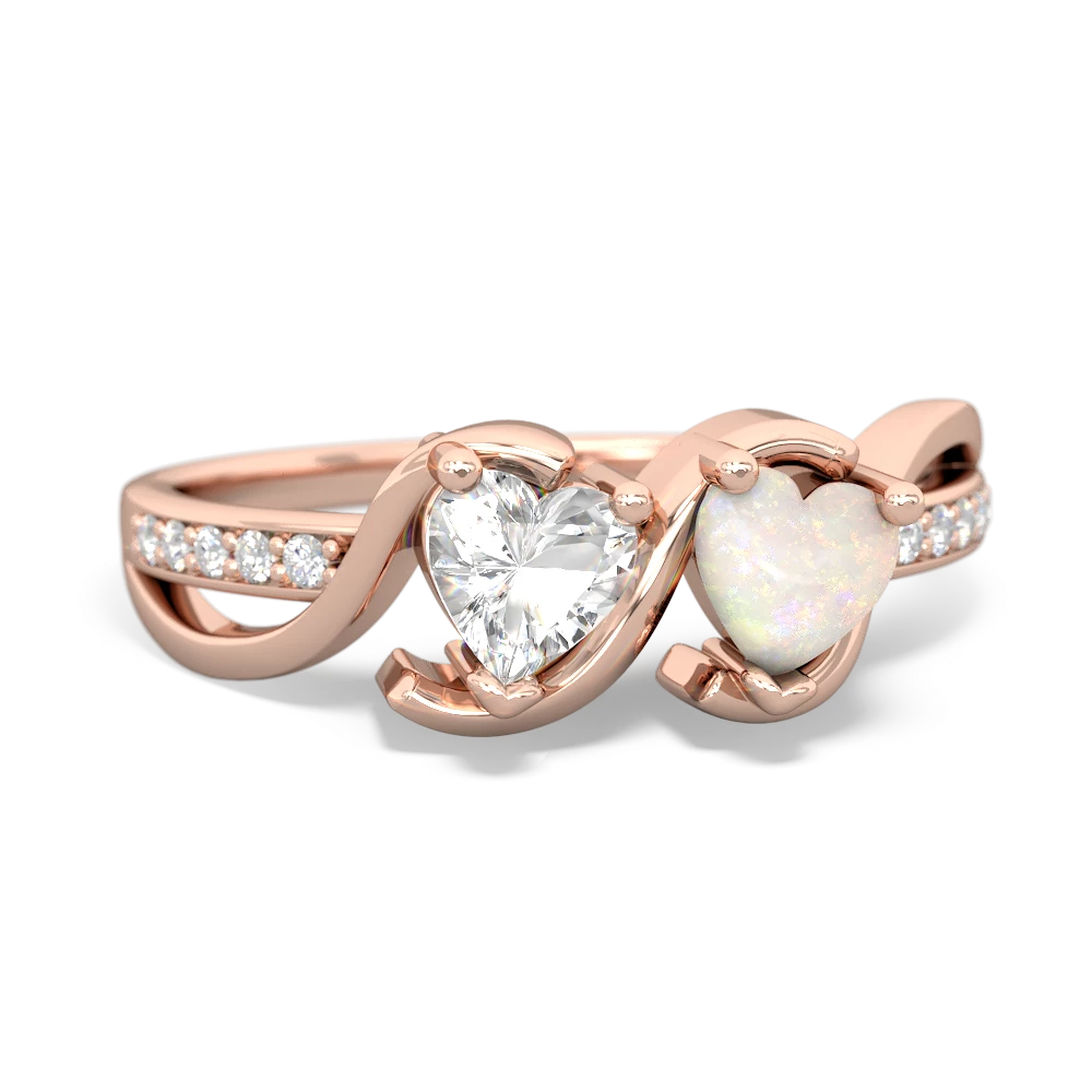 White Topaz Side By Side 14K Rose Gold ring R3090