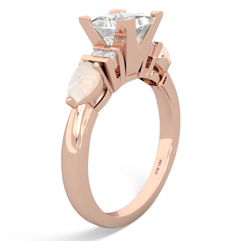 White Topaz 6Mm Princess Eternal Embrace Engagement 14K Rose Gold ring C2002