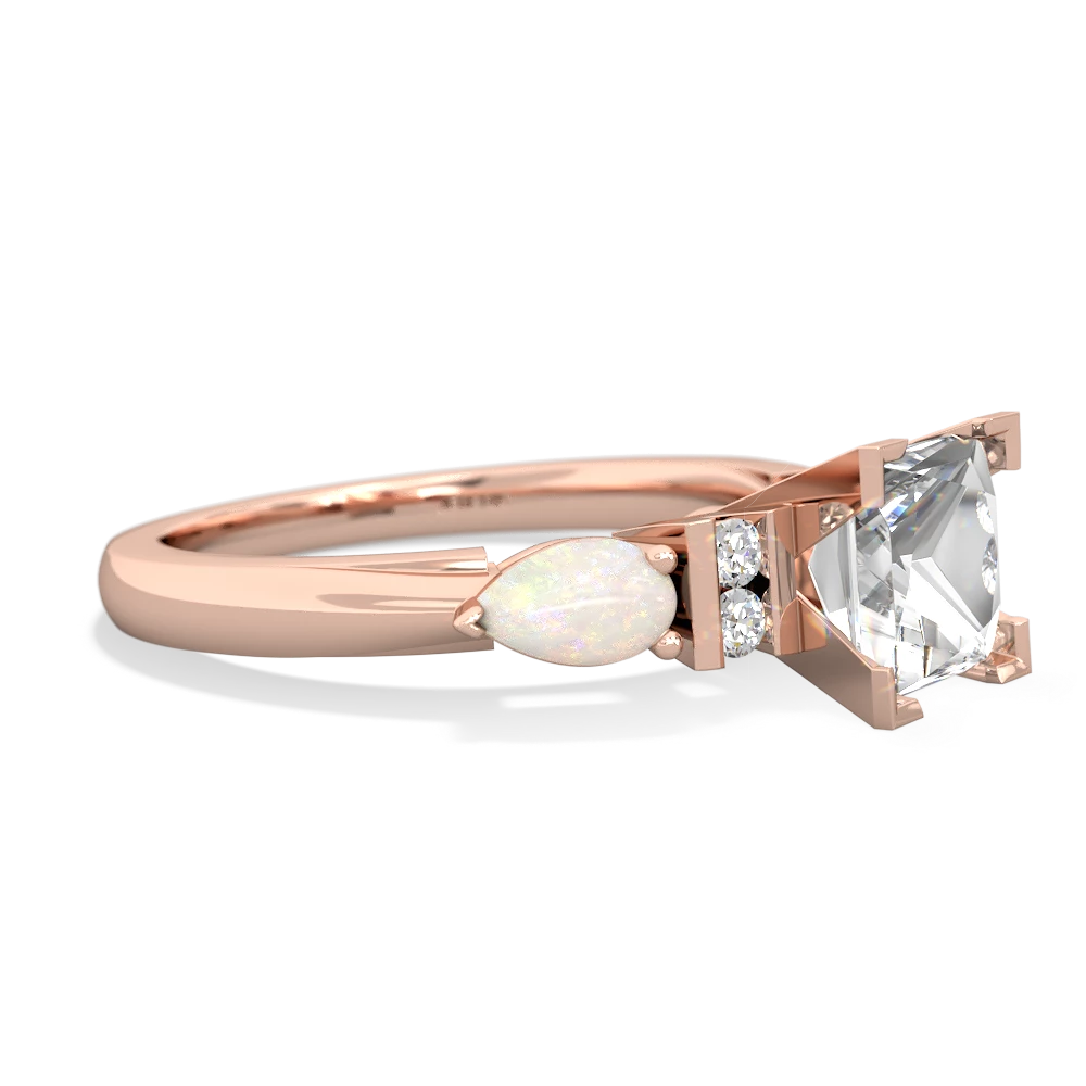 White Topaz 6Mm Princess Eternal Embrace Engagement 14K Rose Gold ring C2002