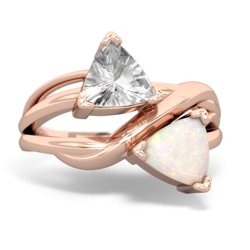 White Topaz Split Band Swirl 14K Rose Gold ring R2341