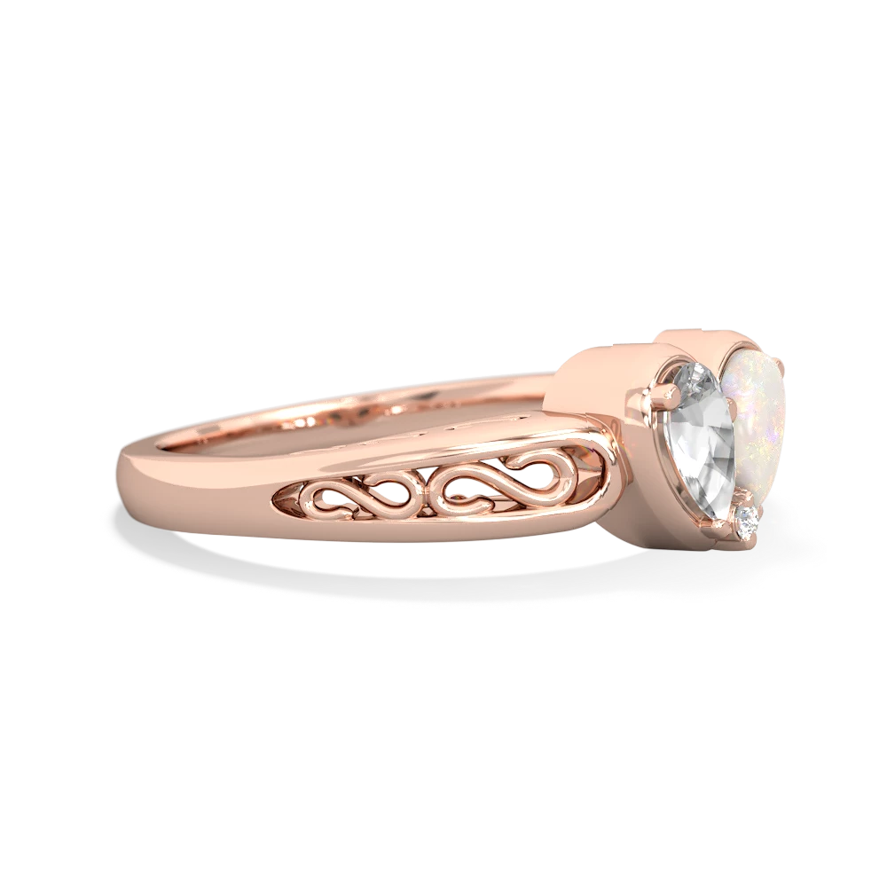 White Topaz Filligree 'One Heart' 14K Rose Gold ring R5070