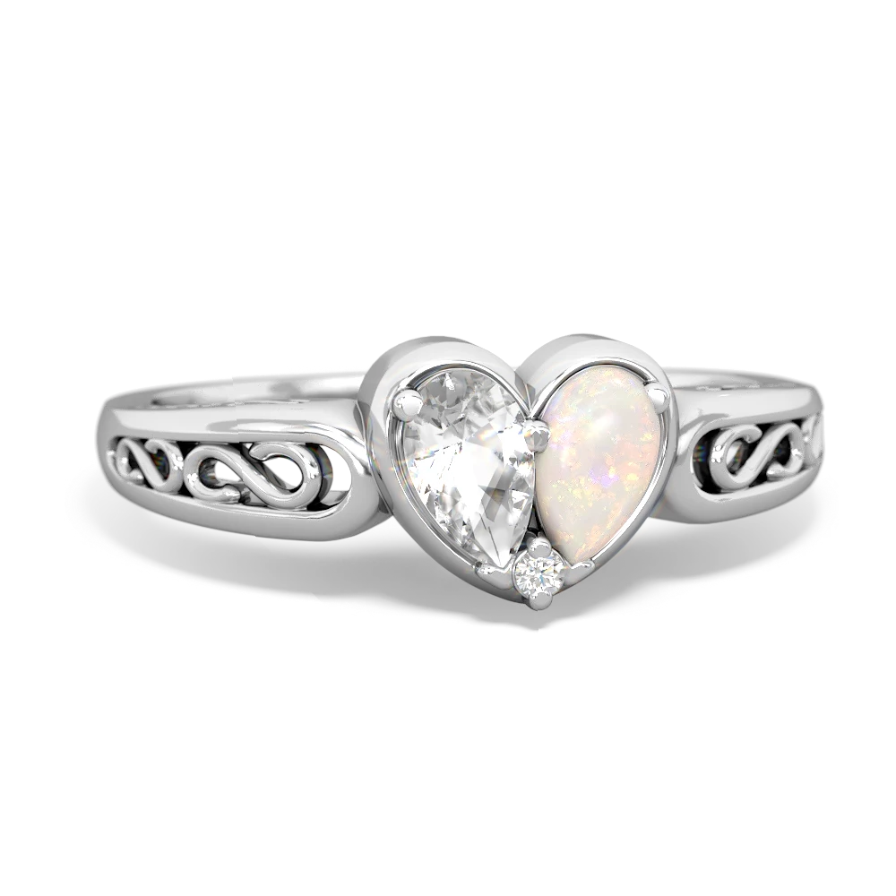 White Topaz Filligree 'One Heart' 14K White Gold ring R5070