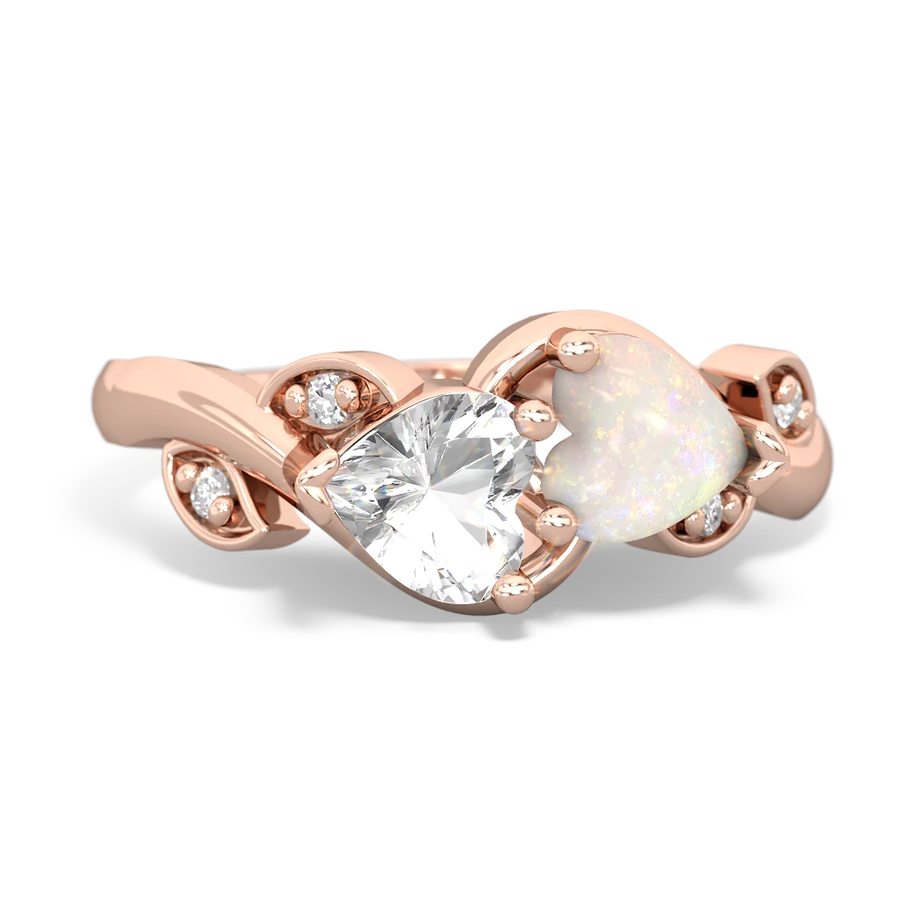 White Topaz Floral Elegance 14K Rose Gold ring R5790