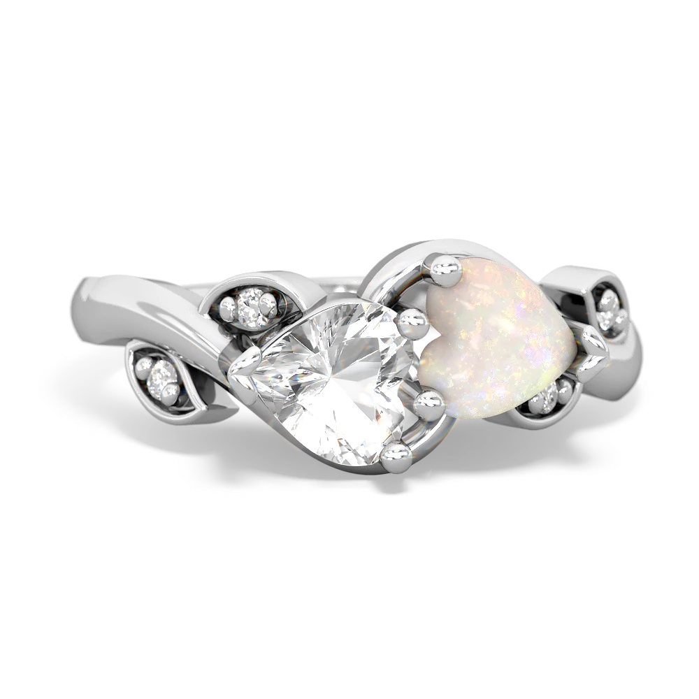 White Topaz Floral Elegance 14K White Gold ring R5790