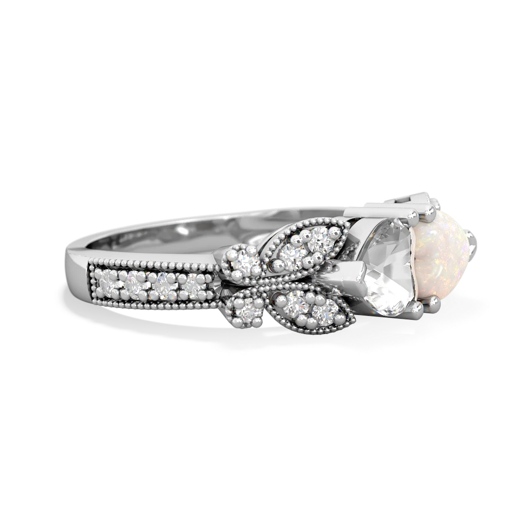 White Topaz Diamond Butterflies 14K White Gold ring R5601