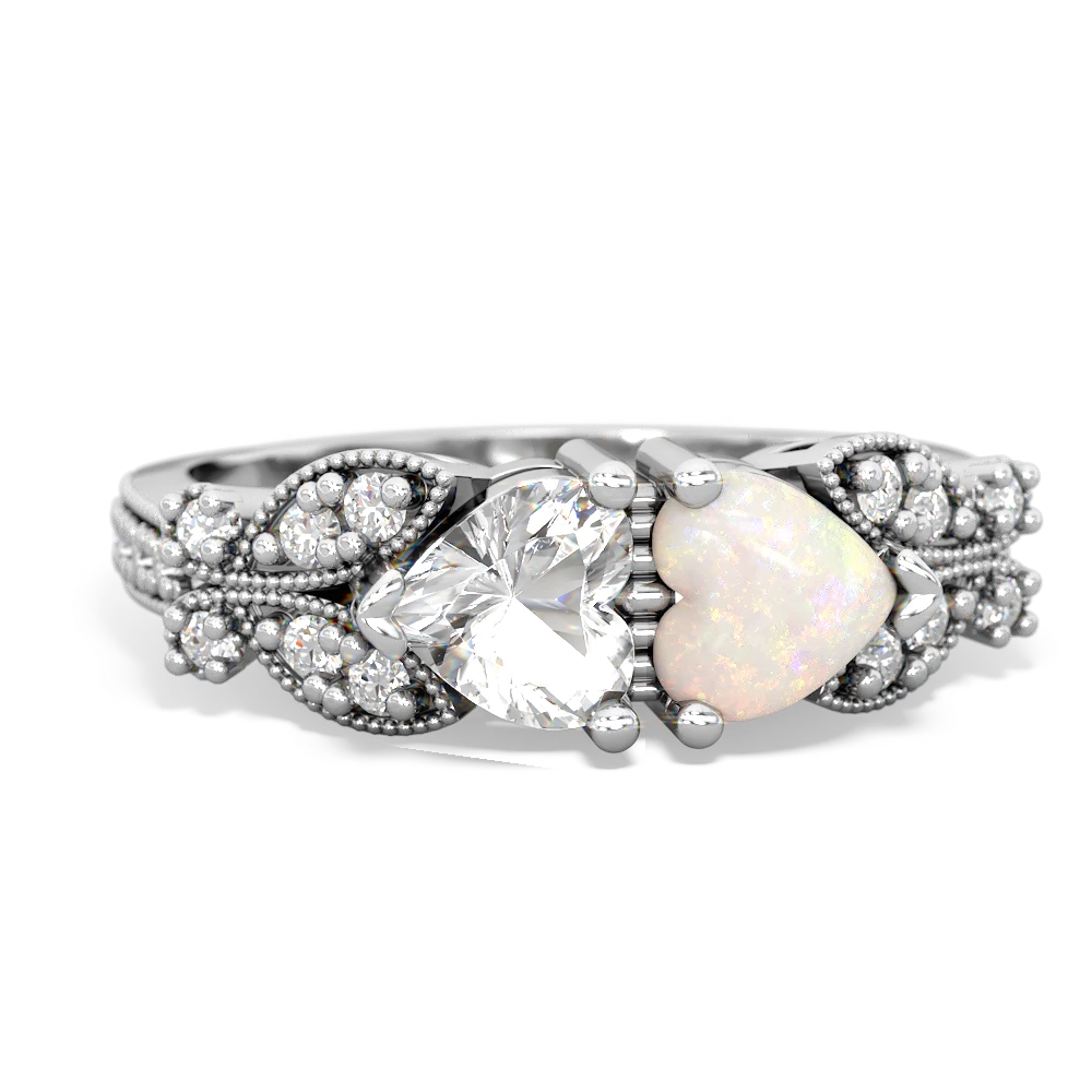 White Topaz Diamond Butterflies 14K White Gold ring R5601