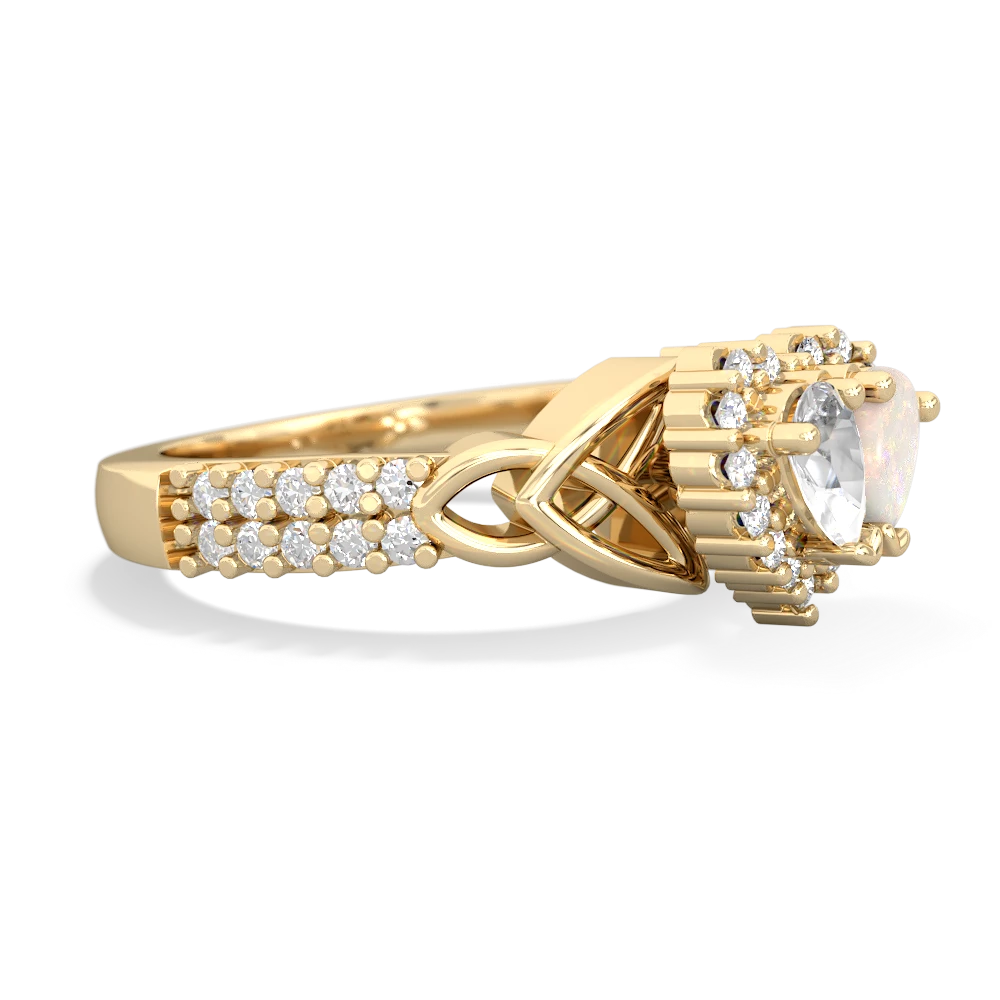 White Topaz Celtic Knot Two Hearts As One 14K Yellow Gold ring R2644HRT