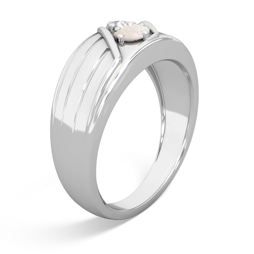 White Topaz Men's Streamline 14K White Gold ring R0460