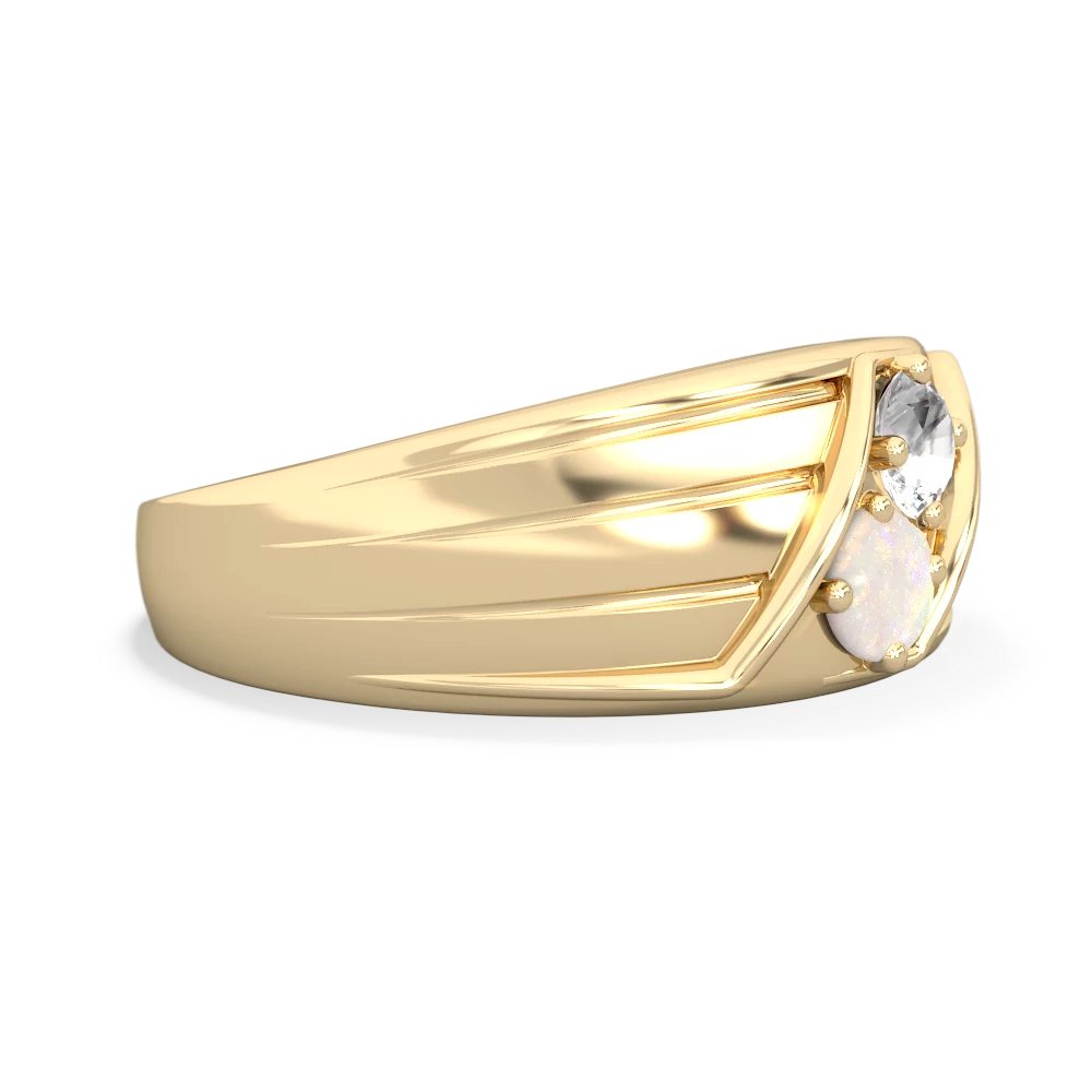 White Topaz Men's Streamline 14K Yellow Gold ring R0460