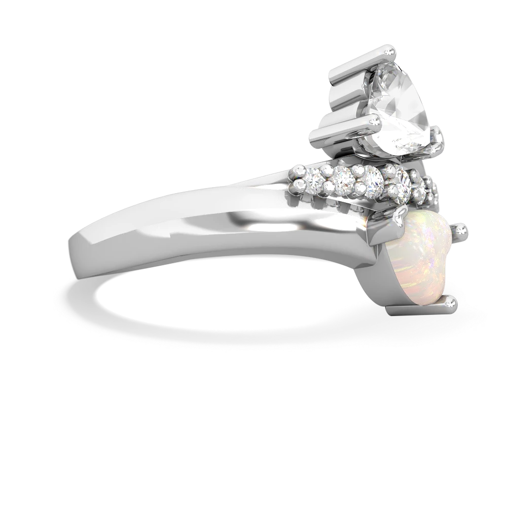 White Topaz Heart To Heart 14K White Gold ring R2064