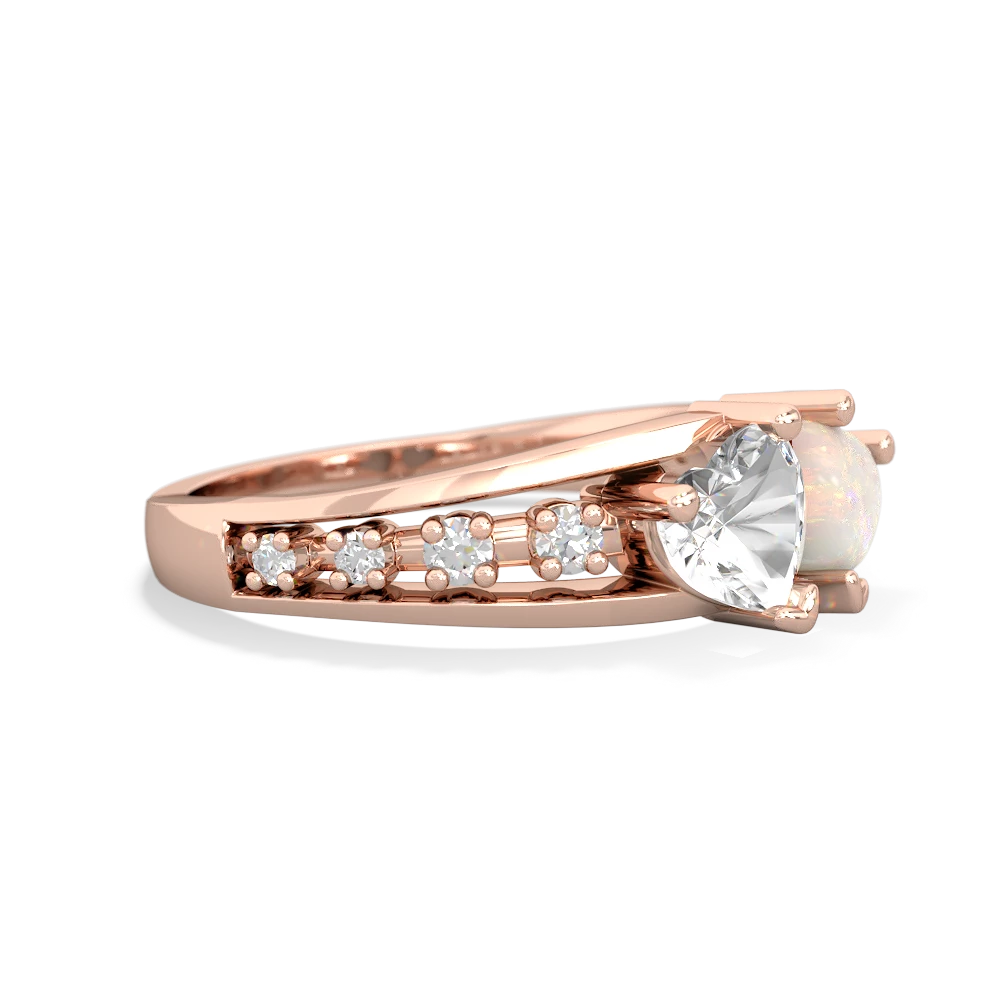 White Topaz Heart To Heart 14K Rose Gold ring R3342