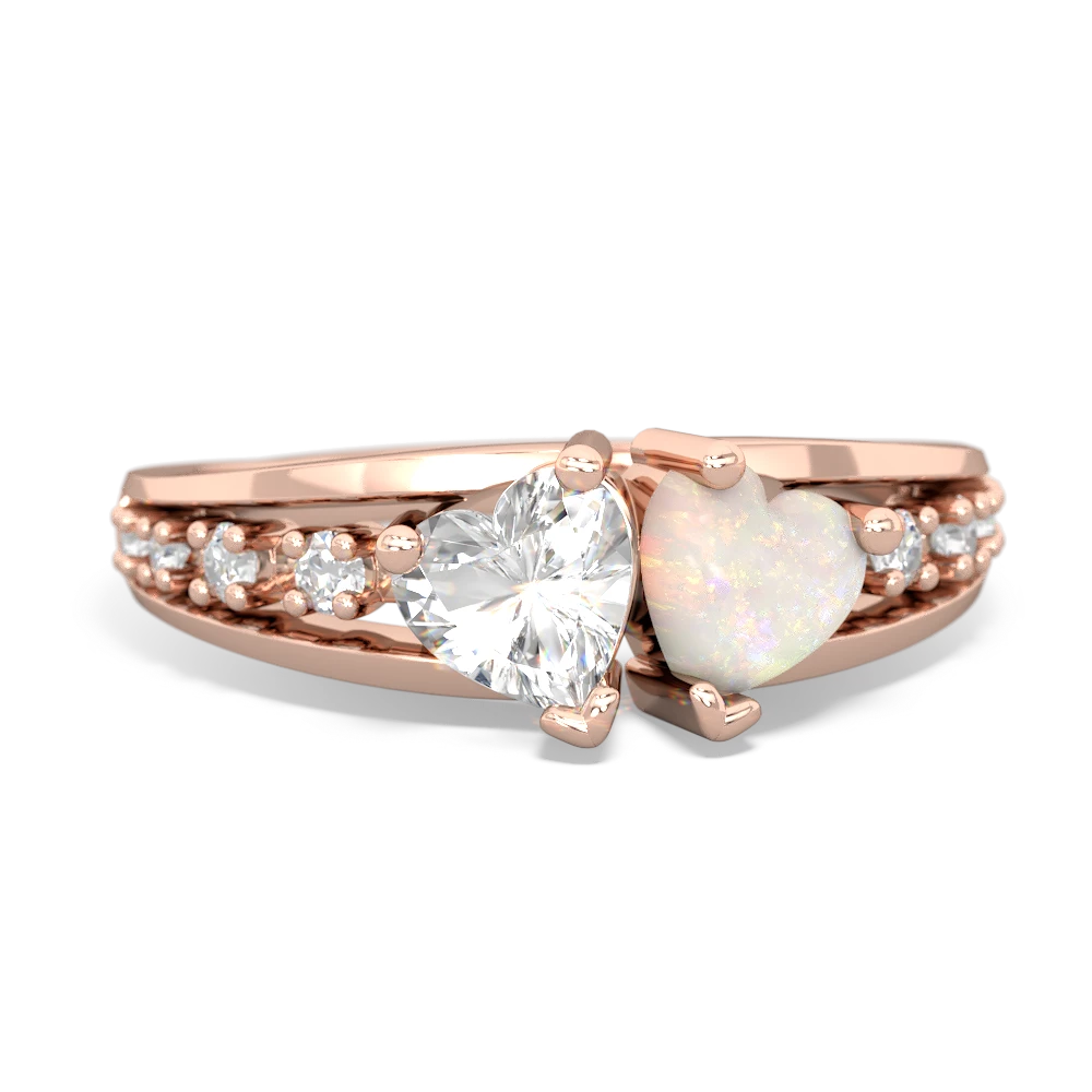 White Topaz Heart To Heart 14K Rose Gold ring R3342