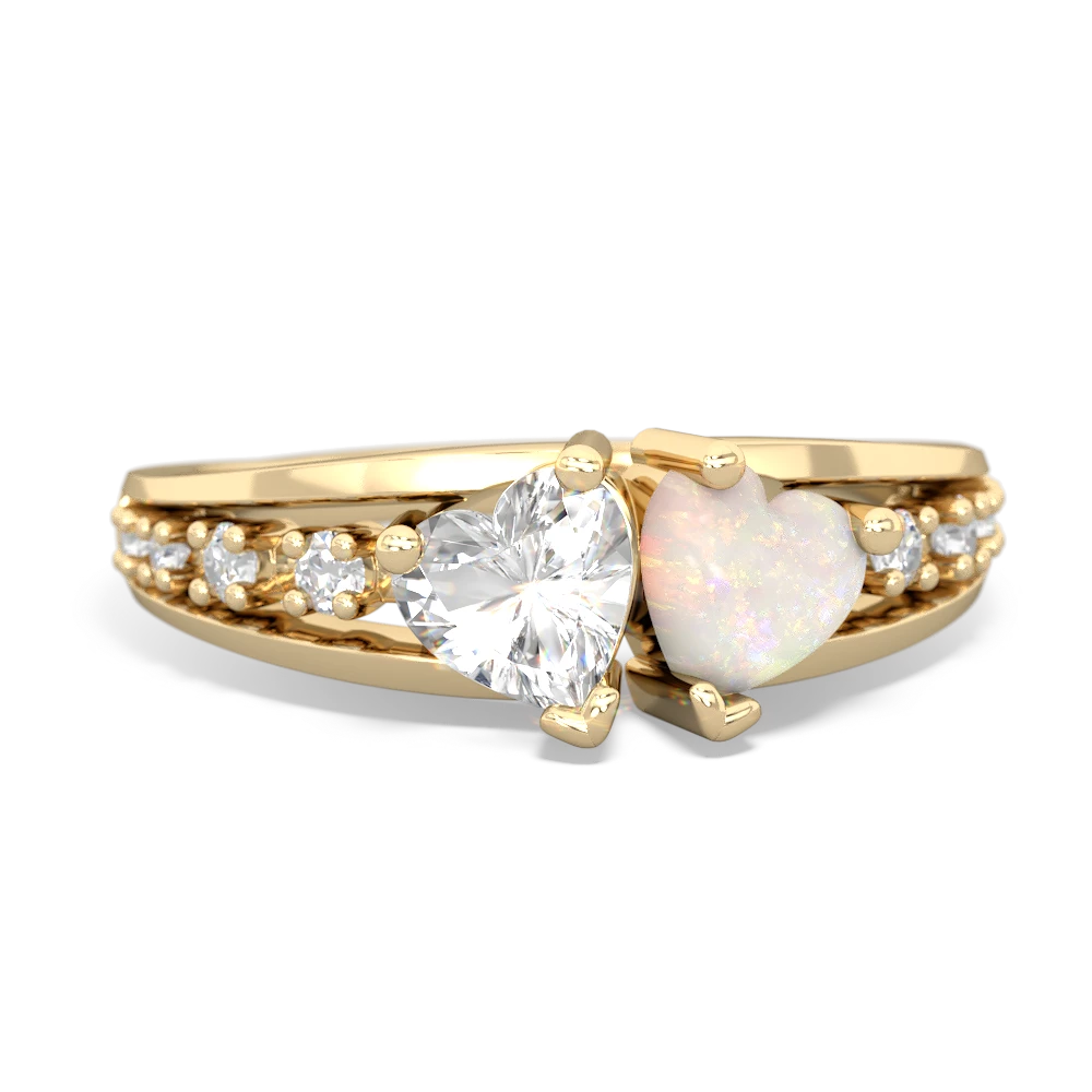 White Topaz Heart To Heart 14K Yellow Gold ring R3342