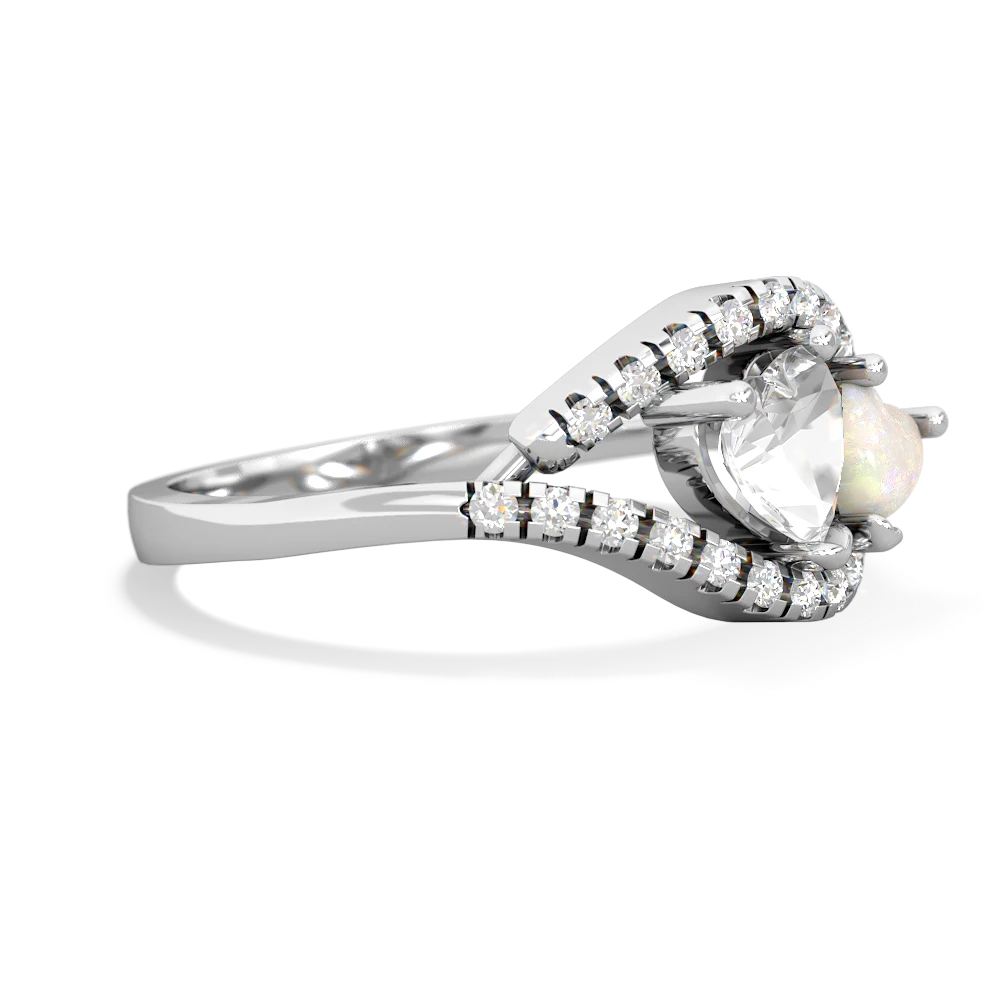 White Topaz Mother And Child 14K White Gold ring R3010