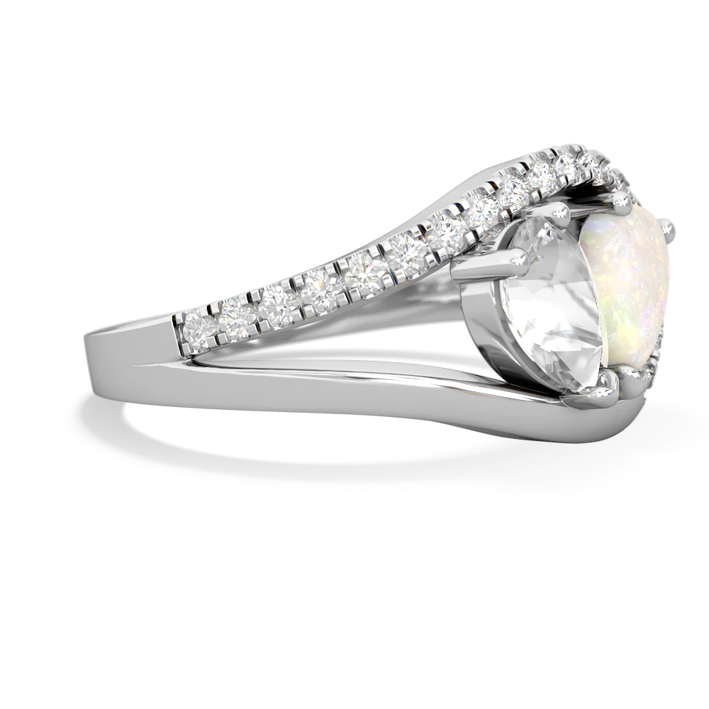 White Topaz Nestled Heart Keepsake 14K White Gold ring R5650