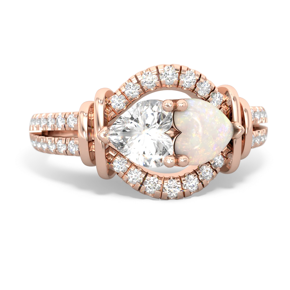 White Topaz Art-Deco Keepsake 14K Rose Gold ring R5630